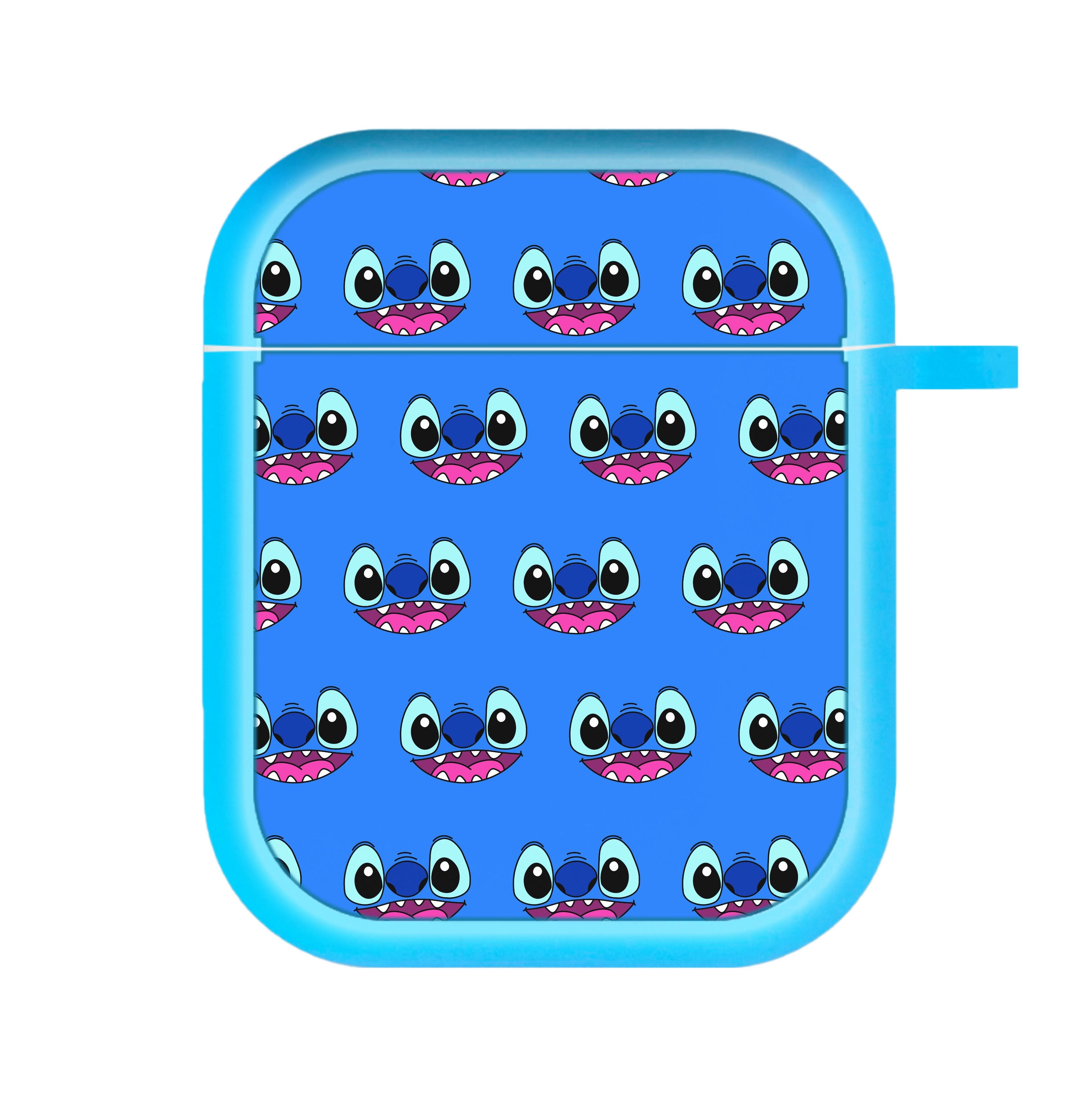 Blue Alien Face Pattern AirPods Case