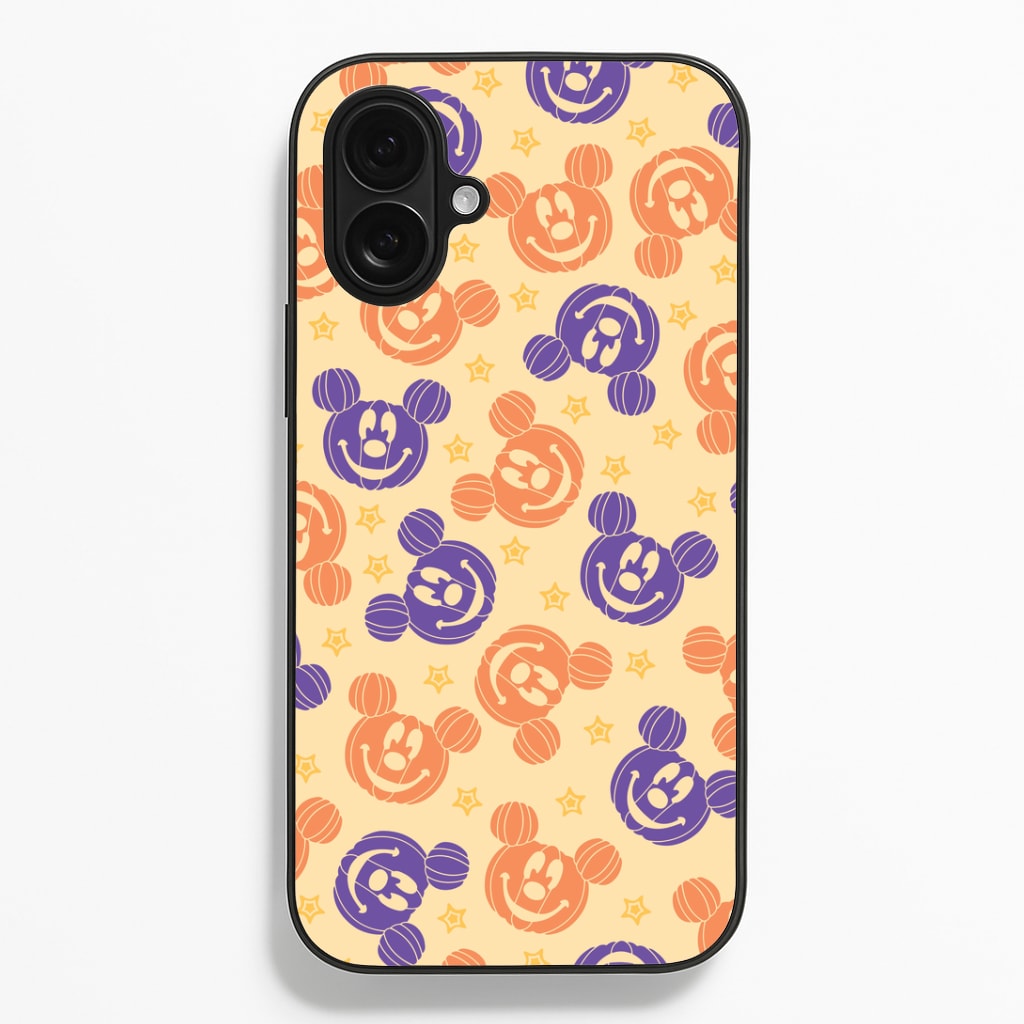 Pumkin Mouse And Stars Pattern iPhone 16 Plus Case