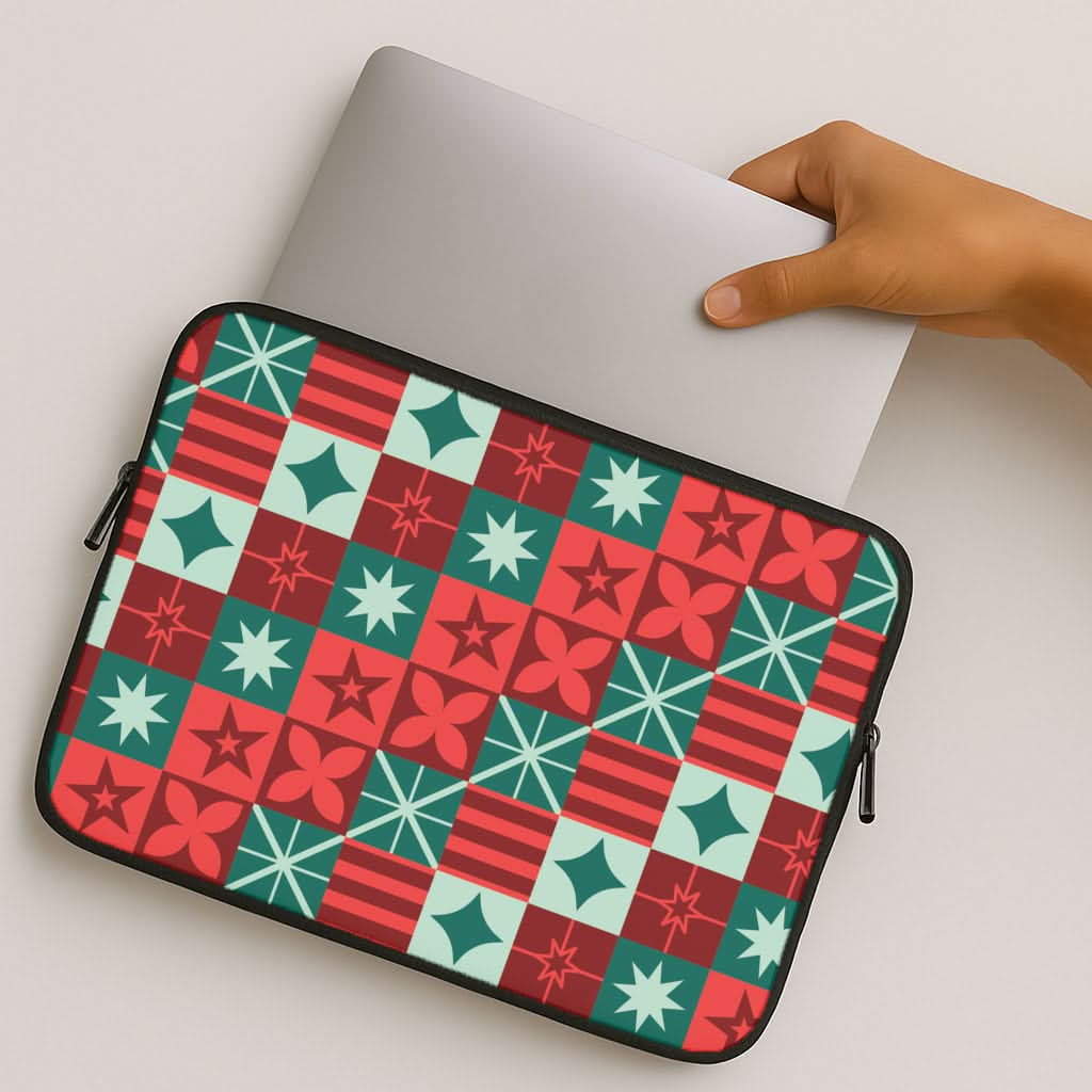 Geometric Square Christmas Pattern MacBook Cover