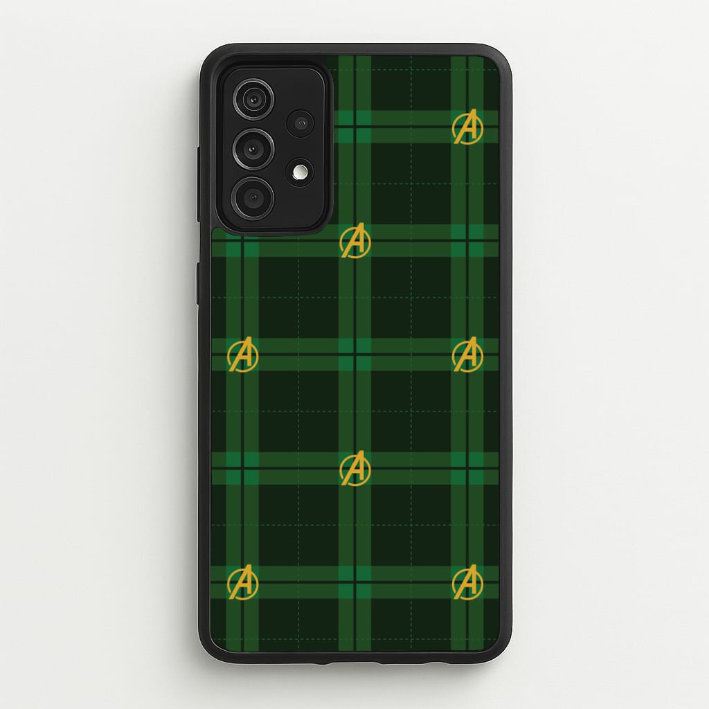 Superhero Team Green Tartan Pattern Galaxy A52 / A52s Case