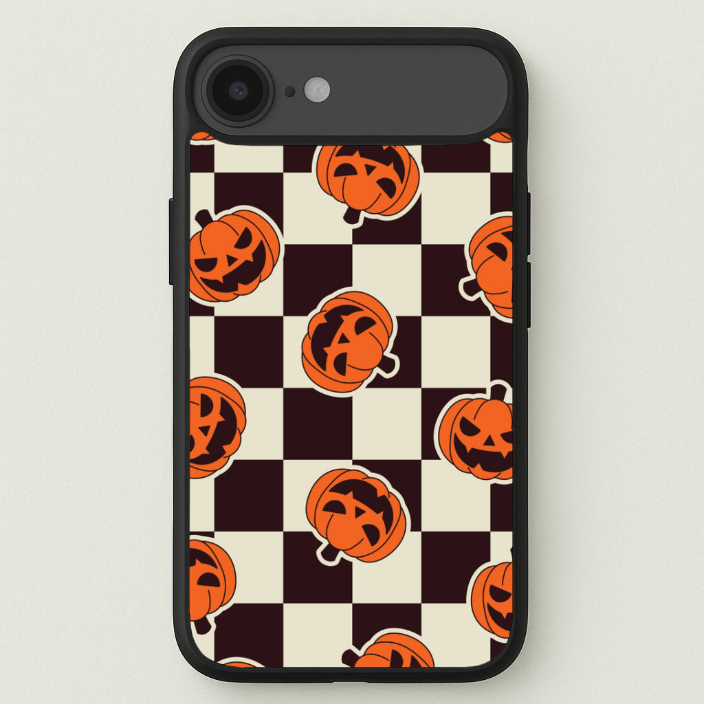 Pumpkin Stickers Checkered Pattern iPhone 17 Air Case