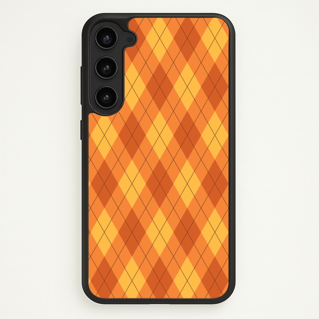 Orange Argyle Pattern Galaxy S23 Plus Case