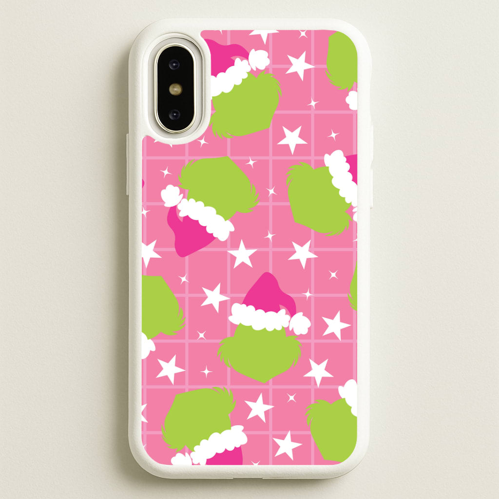 Pink Green Creature Xmas Pattern iPhone X / XS Case