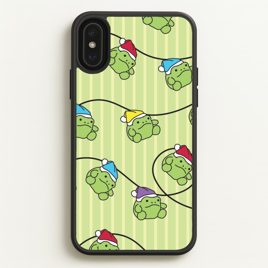 Christmas Frog Plush Fairylights Pattern iPhone XS Max Case