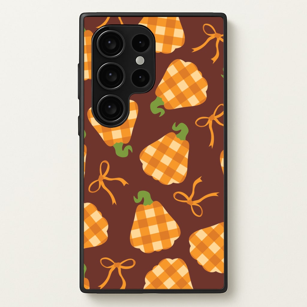 Tartan Pumpkins And Bows Pattern Galaxy S24 Ultra Case