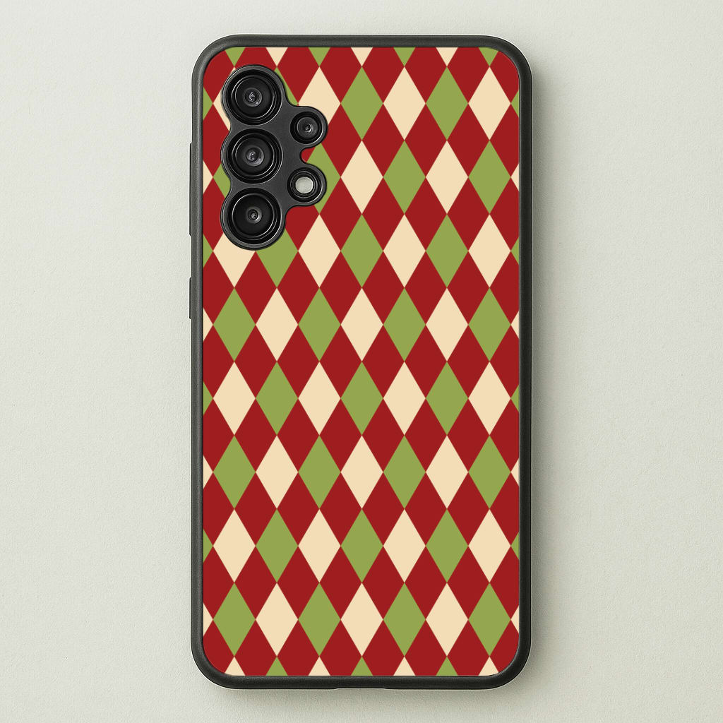 Red And Green Argyle Christmas Pattern Galaxy A13 Case