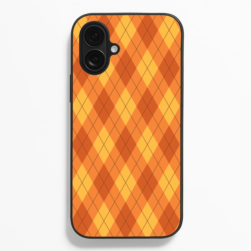 Orange Argyle Pattern iPhone 16 Plus Case