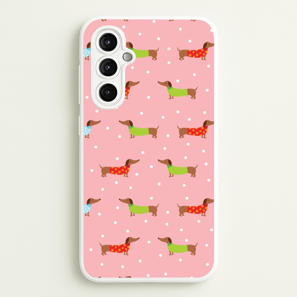 Christmas Jumpers Dachshund Pattern Galaxy A14 Case