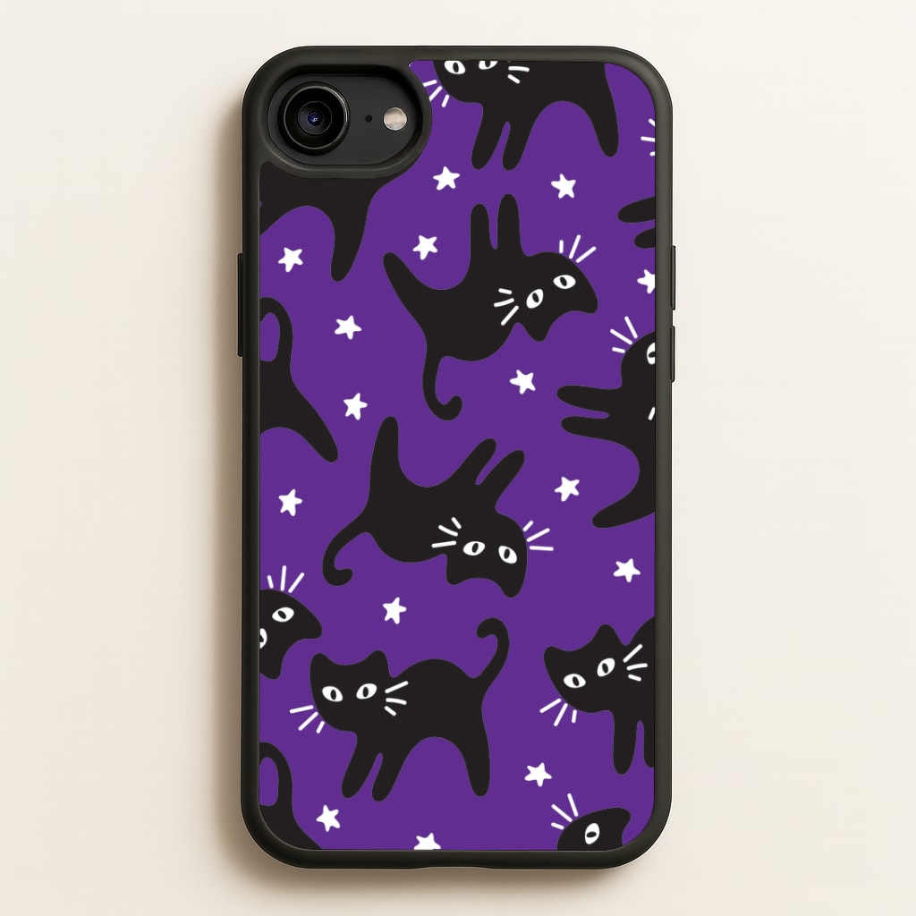 Cartoon Black Cats And Stars Pattern iPhone 6 / 7 / 8 / SE Case
