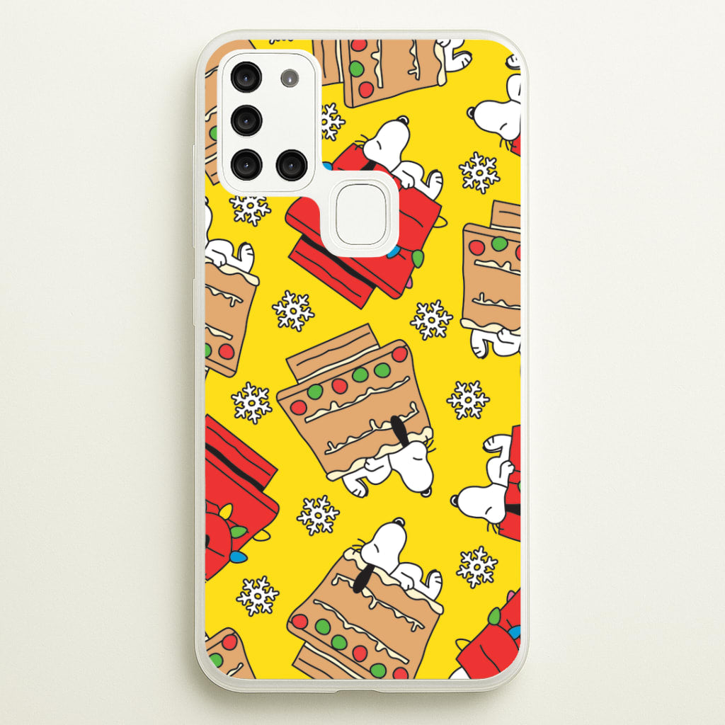 Cartoon Beagle Fairylights And Gingerbead Pattern Galaxy A21s Case