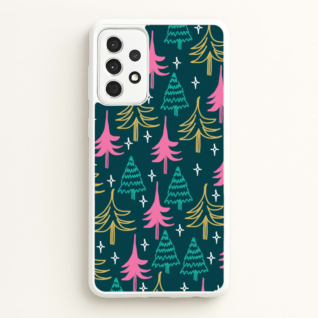 Colourful Sketched Christmas Trees Pattern Galaxy A52 / A52s Case