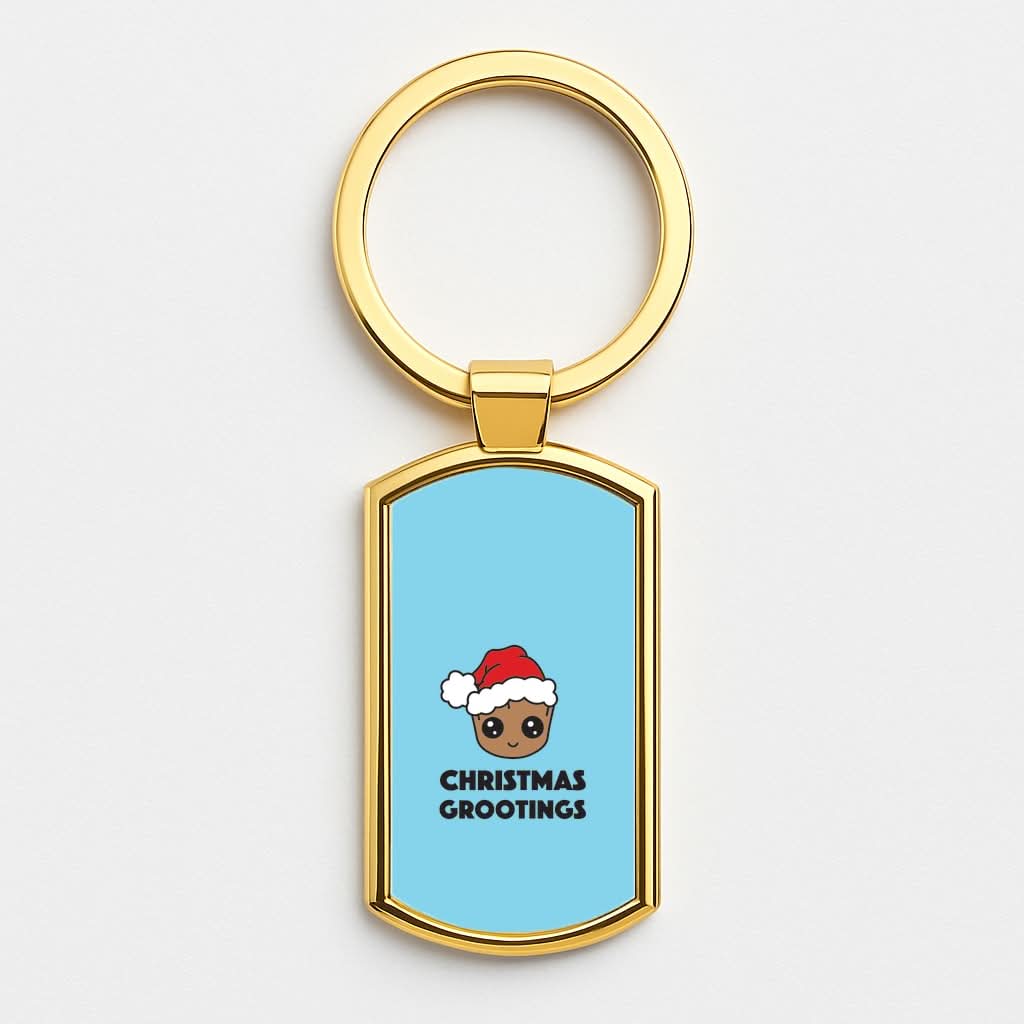 Christmas Grootings  Gold Keyring