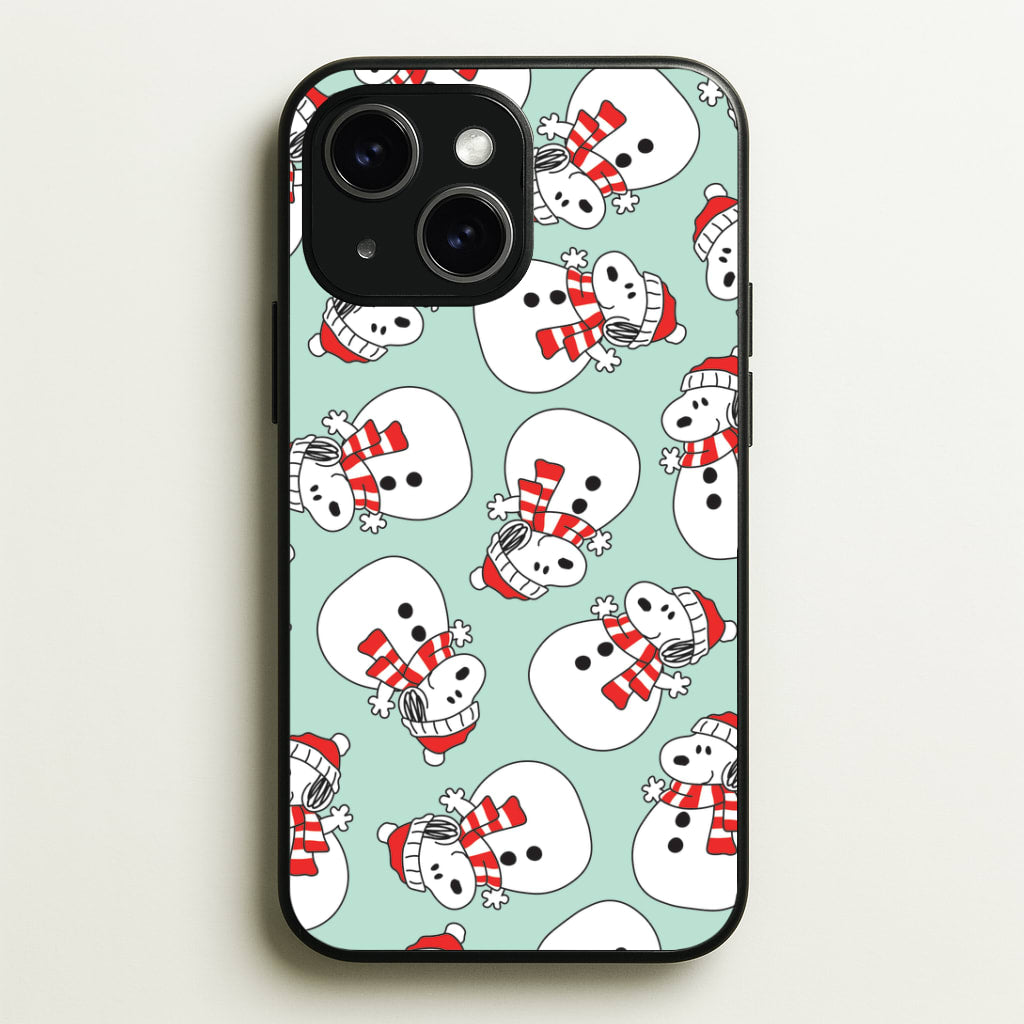 Cartoon Beagle Snowman Pattern iPhone 15 Case