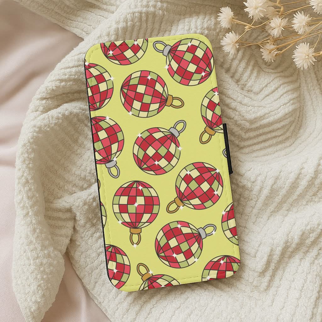 Disco Baubles Pattern Leather Phone Case