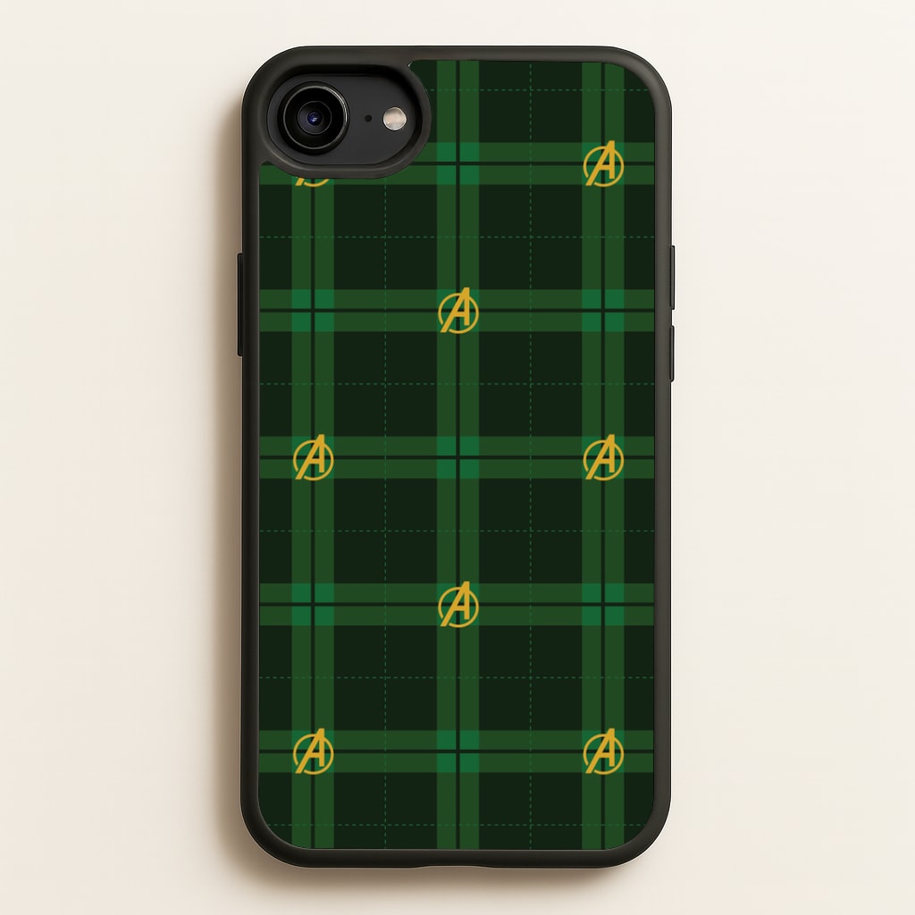 Superhero Team Green Tartan Pattern iPhone 6 / 7 / 8 / SE Case