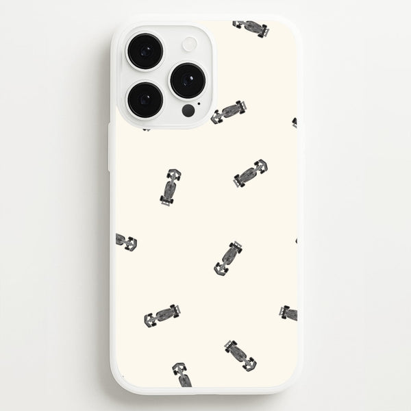 Race Cars Pattern Off White iPhone 13 Pro Max Case