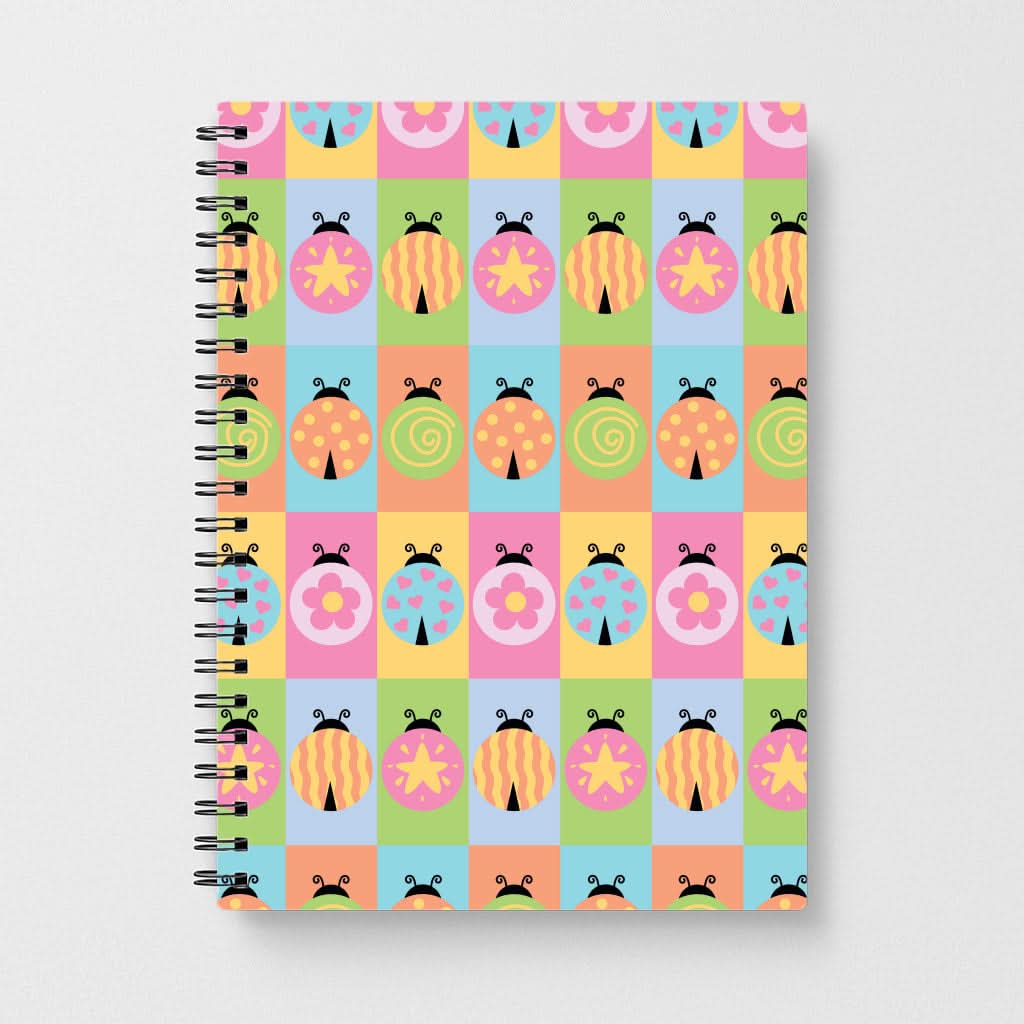 Cartoon Ladybugs Colourful Pattern Notebook