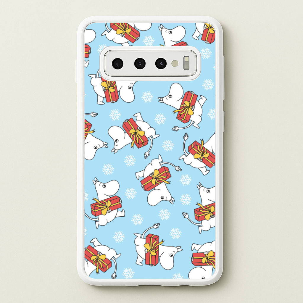 Present And Snowflakes Moom Pattern Galaxy S10 Plus Case