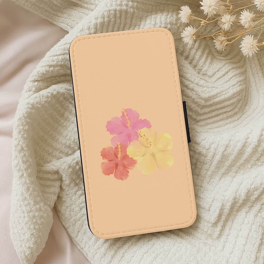 Hibiscus Sunset Leather Phone Case