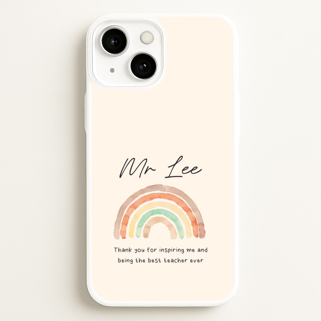 Biege Personalised Teacher Rainbow iPhone 13 Case