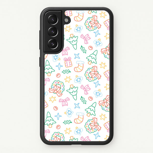 Neon Christmas Icons Pattern II Galaxy S22 Plus Case