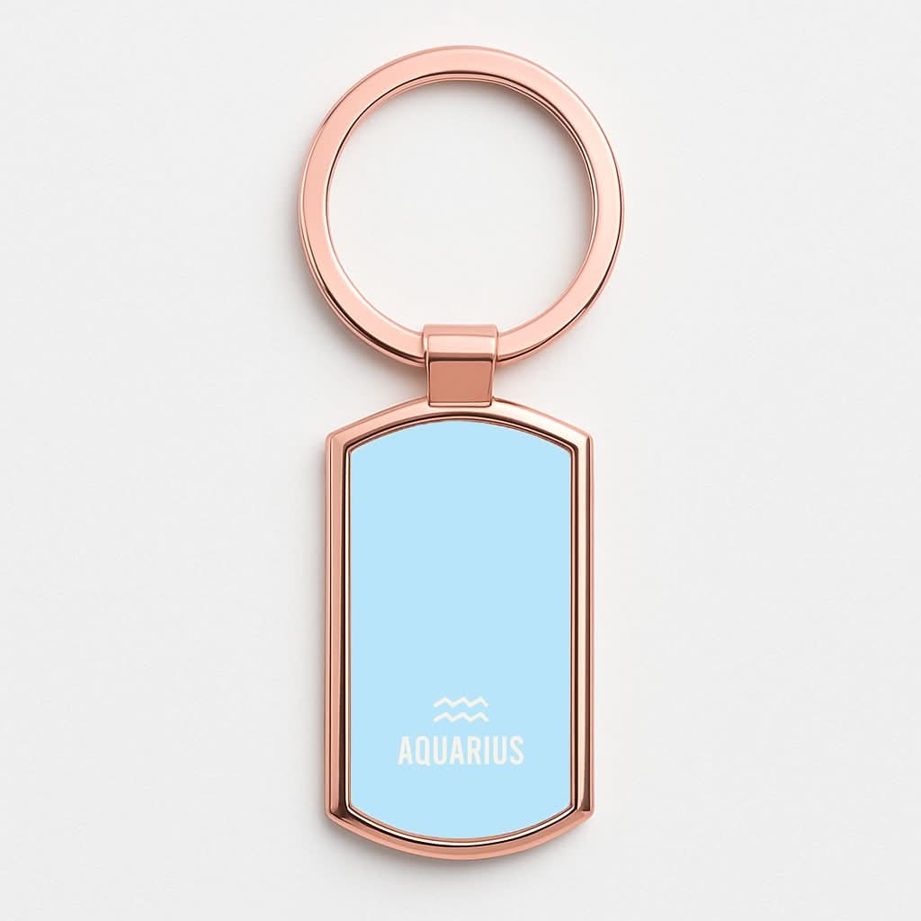 Aquarius Pastel Zodiac Rose Gold Keyring