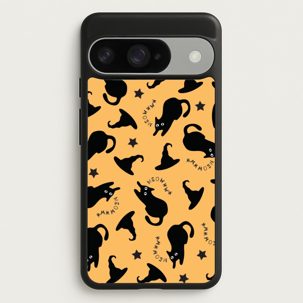 Black Cat And Hats Pattern Google Pixel 10 / 10 Pro Case