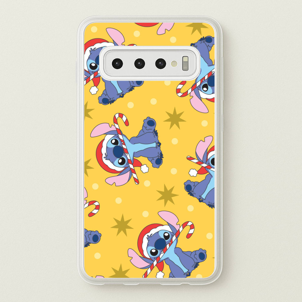 Cute Blue Alien Candycane Christmas Pattern Galaxy S10 Case