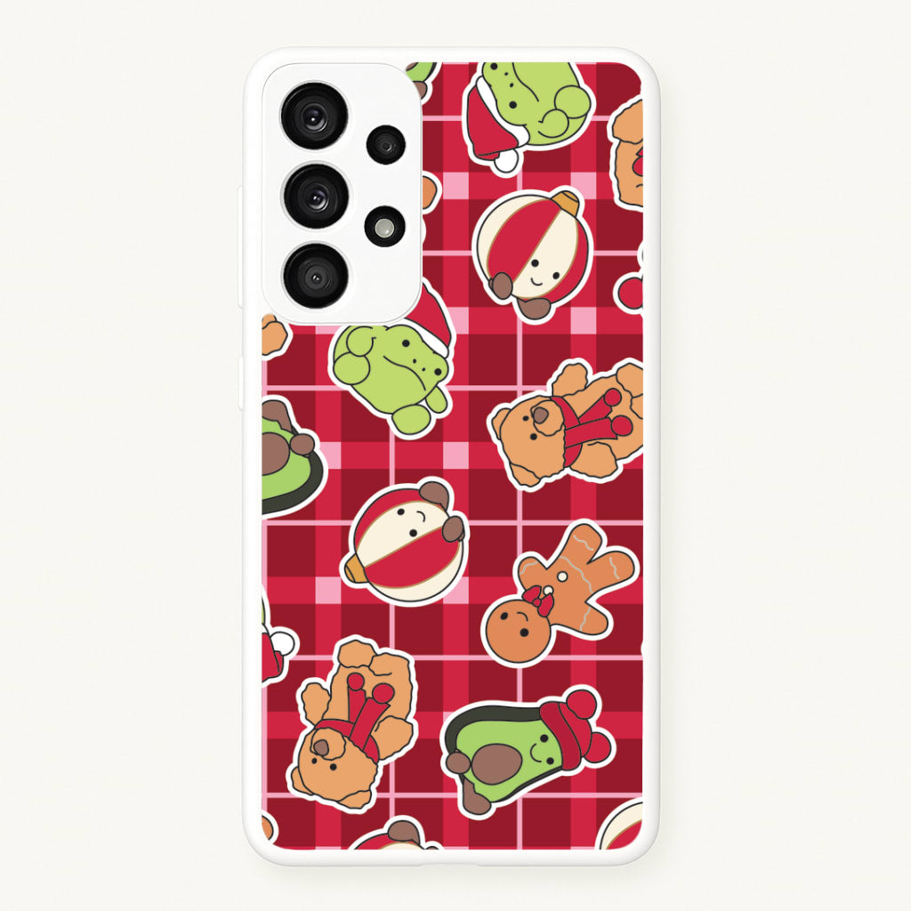 Christmas Plushies Tartan Pattern Galaxy A53 Case