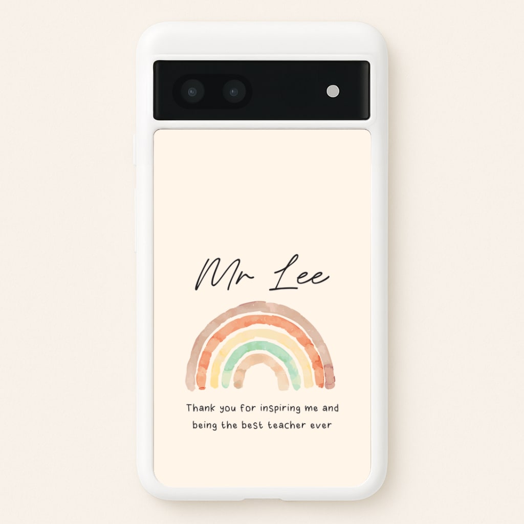 Biege Personalised Teacher Rainbow Google Pixel 6a Case