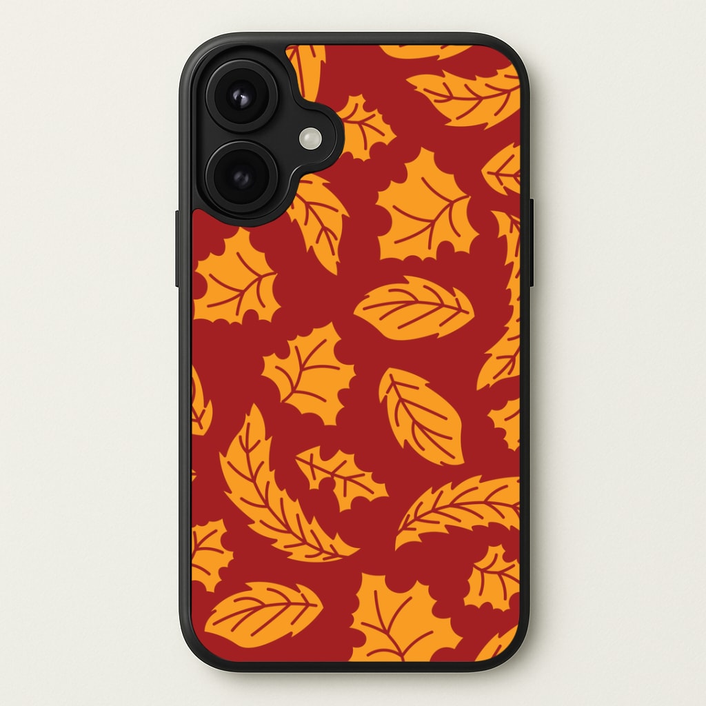 Orange Leaves Pattern iPhone 17 Case