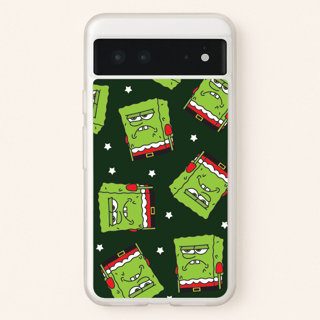 Grumpy Christmas Cartoon Sponge Pattern Google Pixel 6 Case
