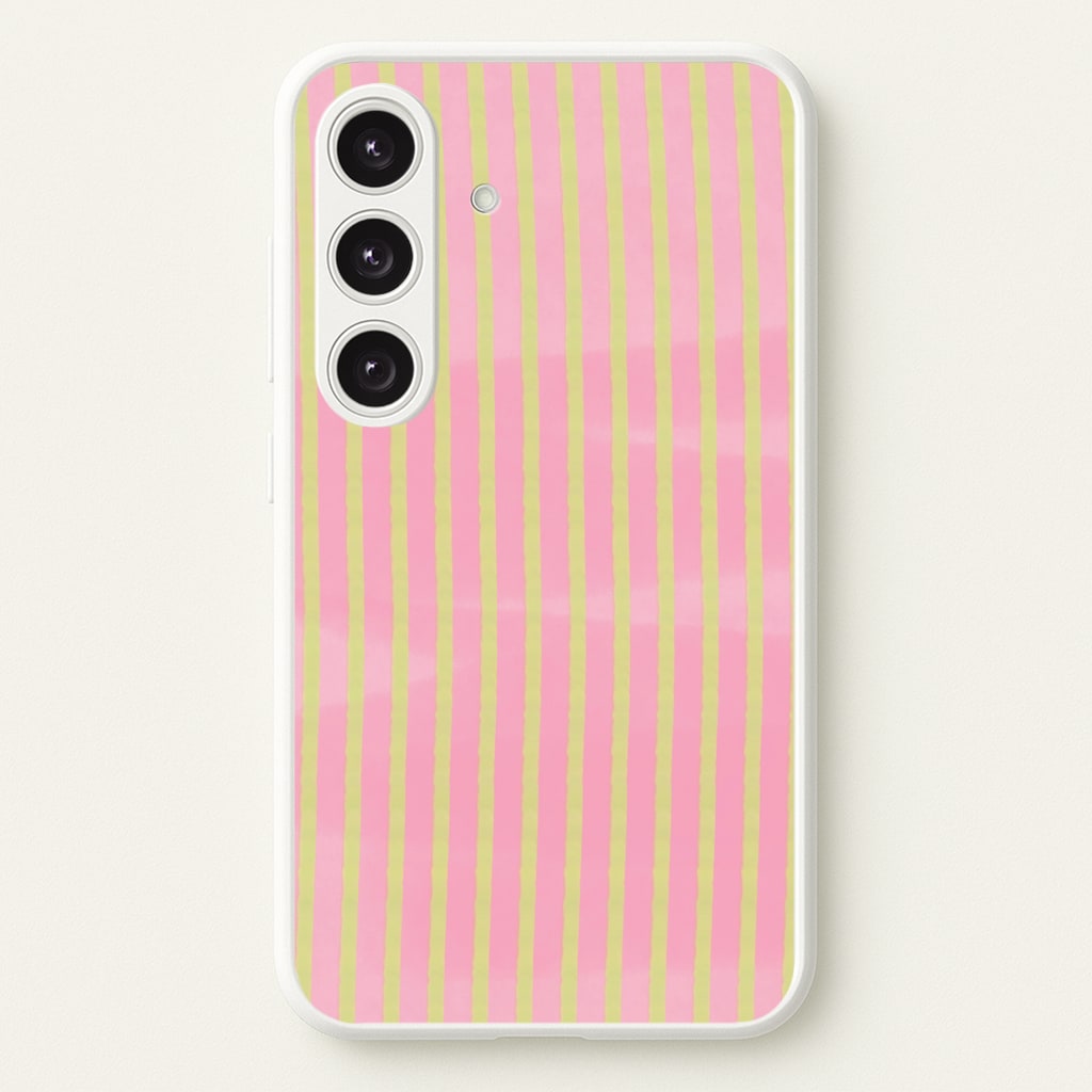 Pink Meadow Stripes Galaxy S25 Case