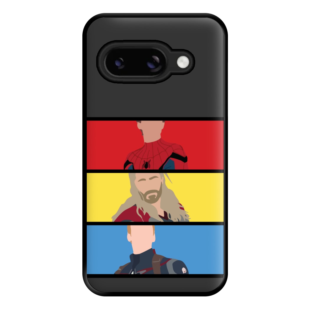 Superhero Team Red, Yellow And Blue Google Pixel 9a Case