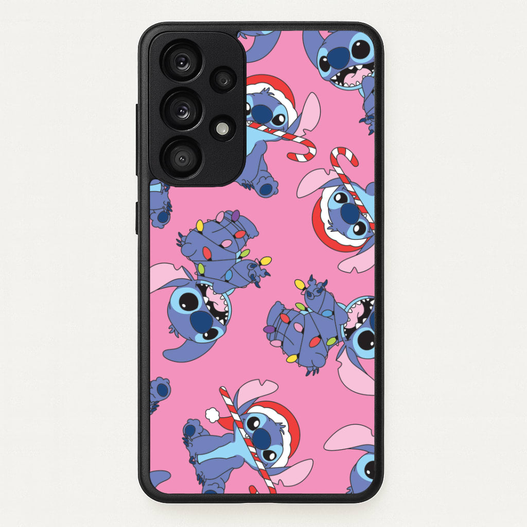 Christmas Cute Blue Alien Pattern Galaxy A53 Case