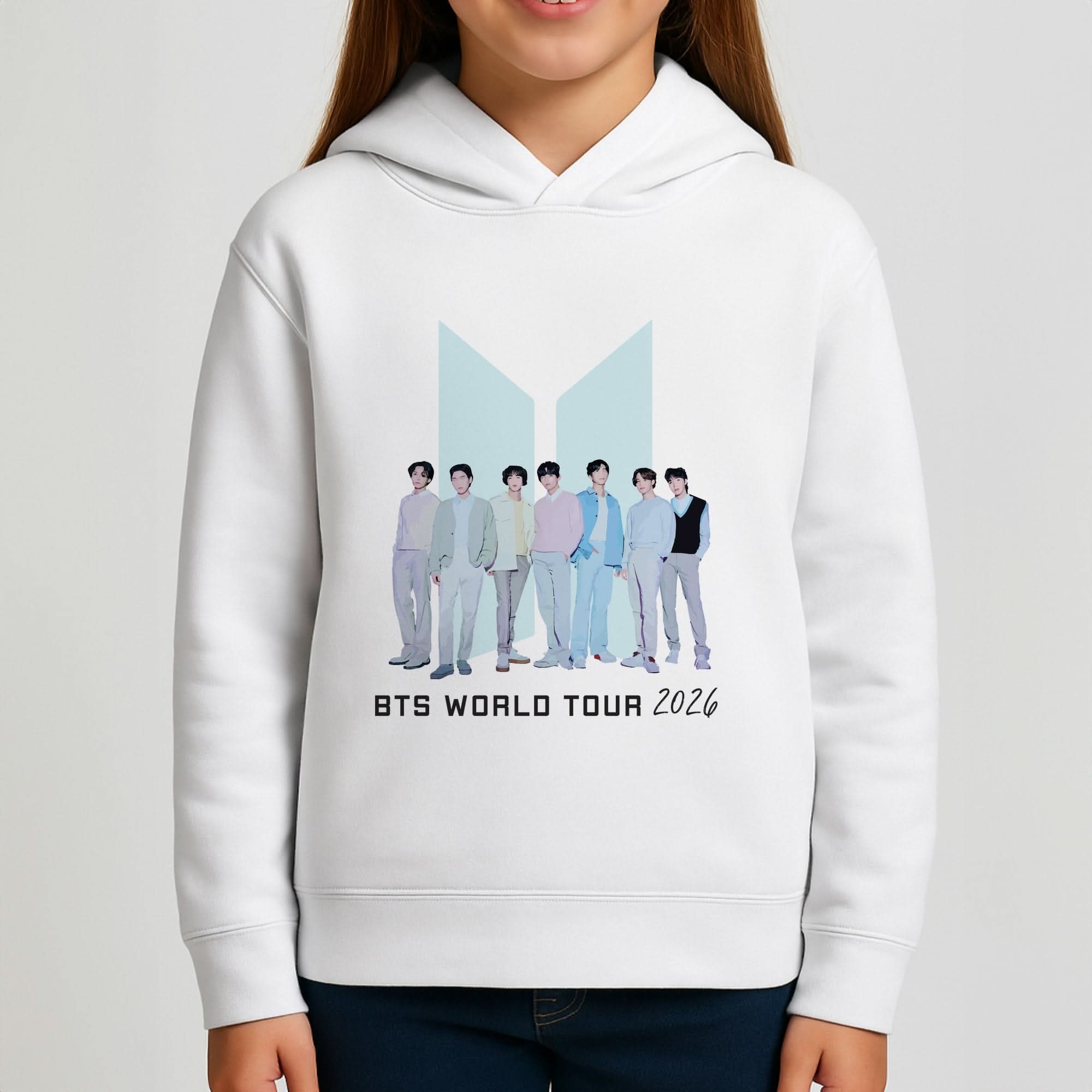 K-Pop Band Tour Pastel Blue Girls Hoodie
