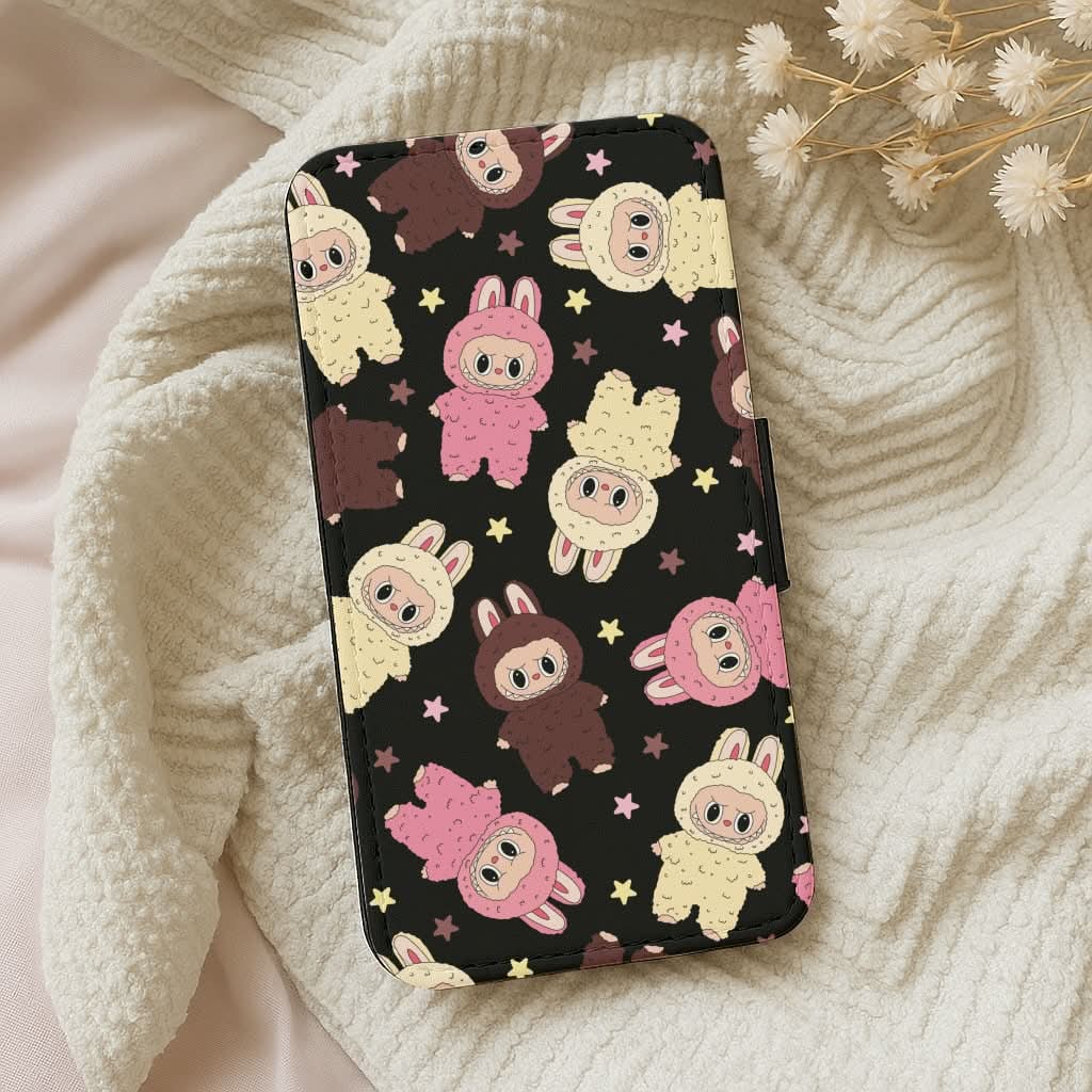 Cute Monsters And Stars Pattern Leather Phone Case