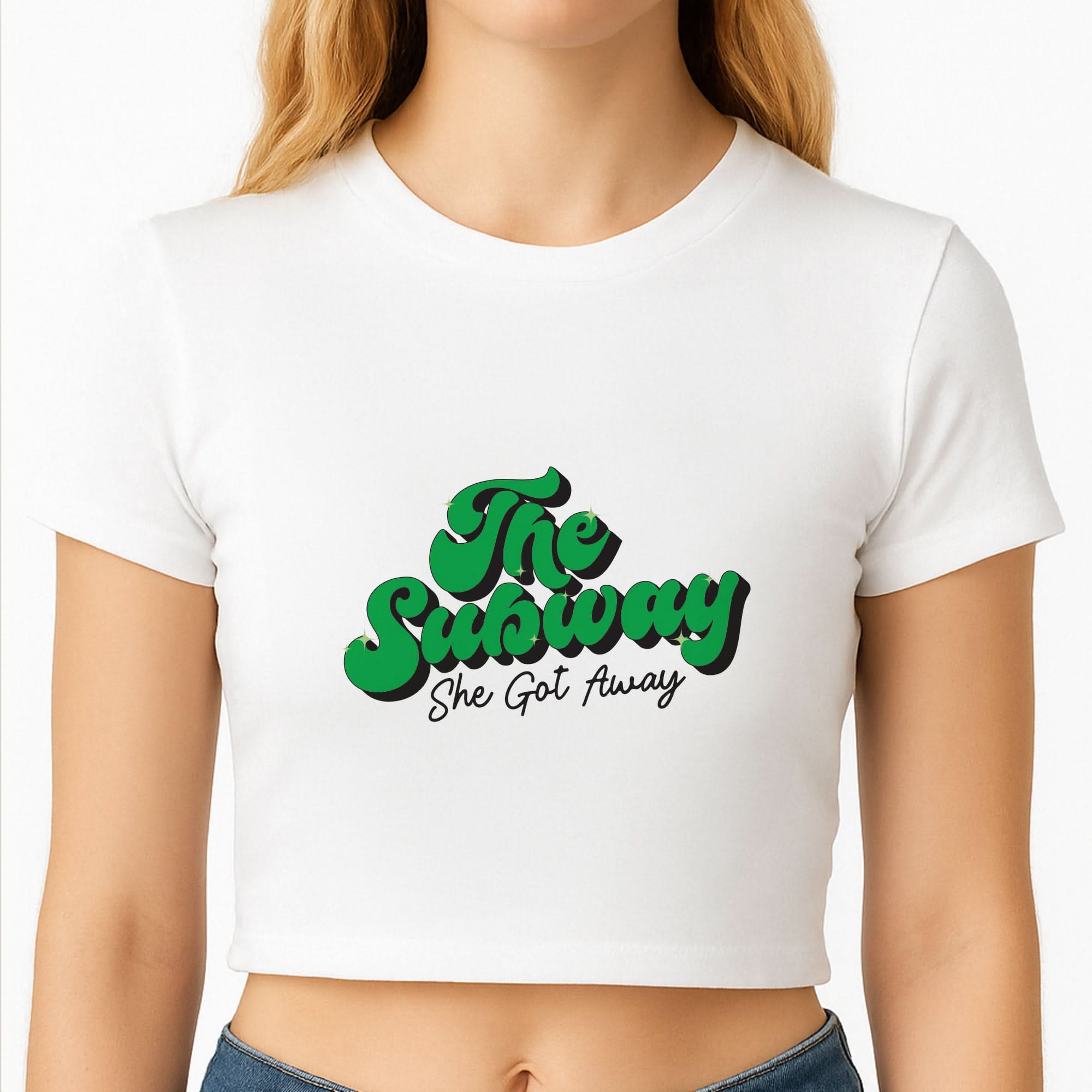 Subway Green Crop Top