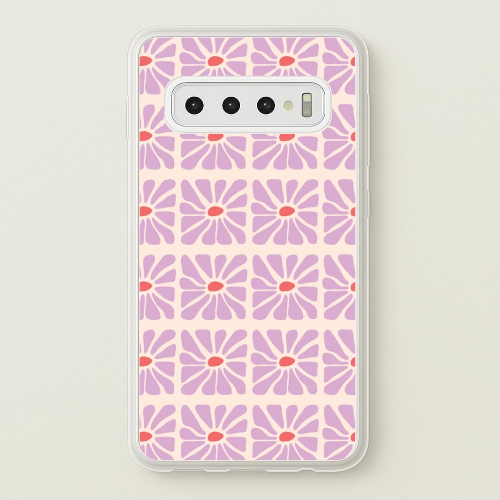 Square Abstract Flowers Mauve Galaxy S10 Case