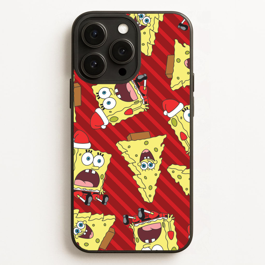 Christmas Cartoon Sponge Stripes Pattern iPhone 16 Pro Case