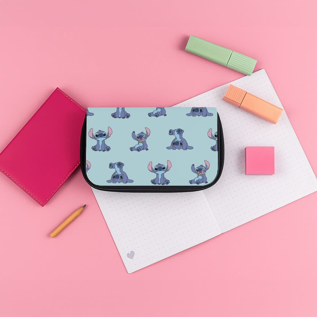 Cute Blue Alien Pose Pattern Pencil Case
