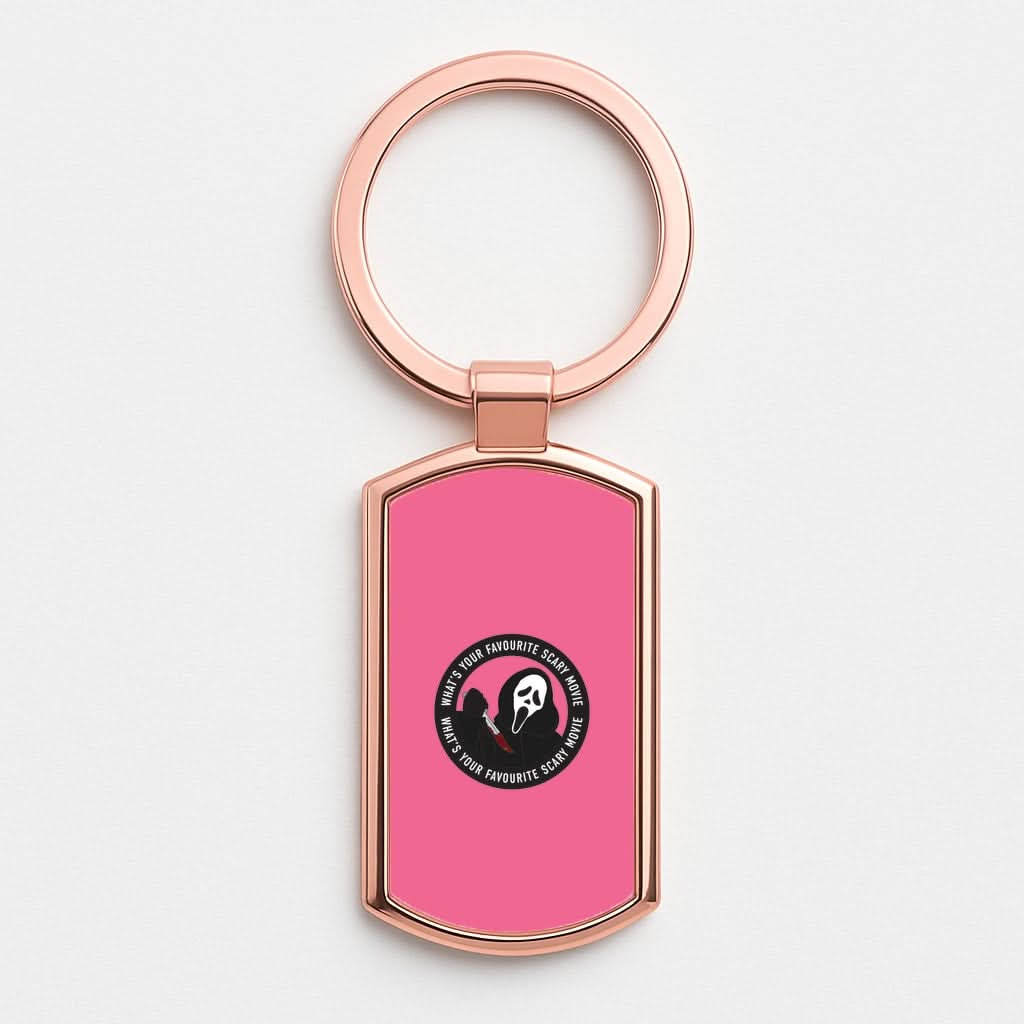 What's Your Favourite Scary Movie Badge Rose Gold Keyring