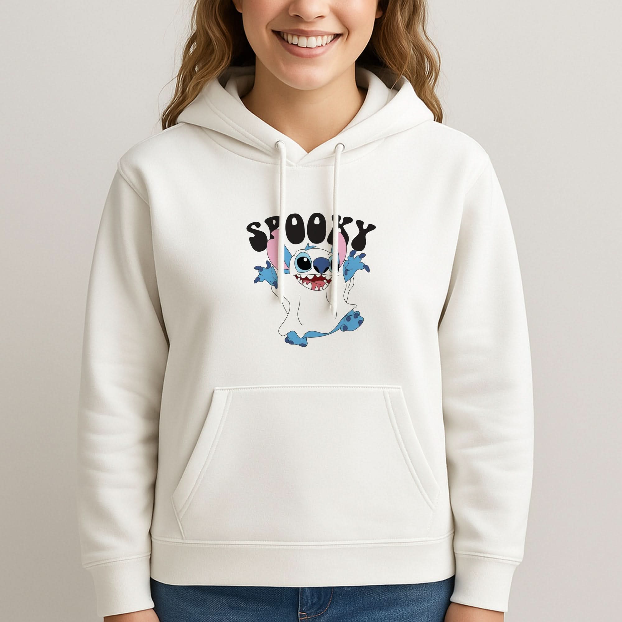 Spooky Cute Blue Alien Womans Hooded Sweatshirt
