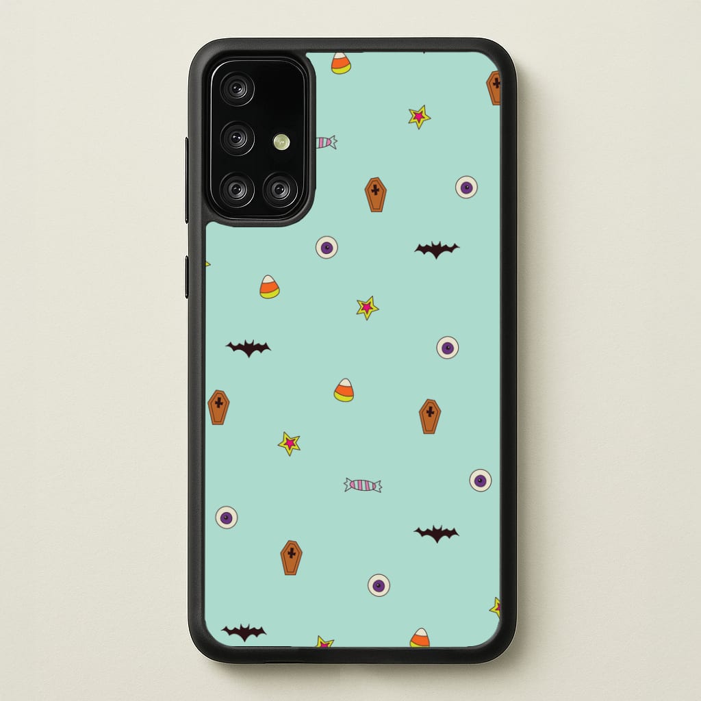 Minature Halloween Cartoons Pattern Galaxy A71 Case