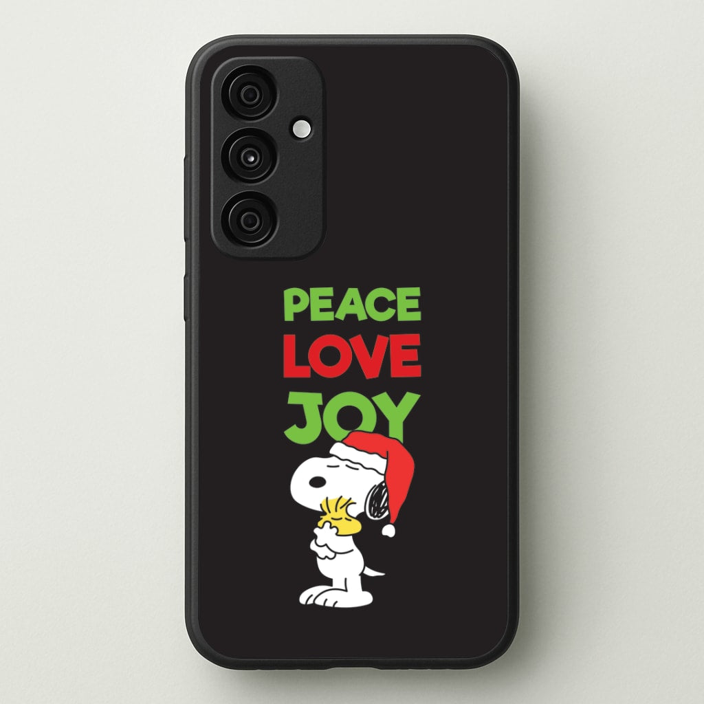 Peace, Love, Joy Christmas Cartoon Beagle Galaxy A35 Case
