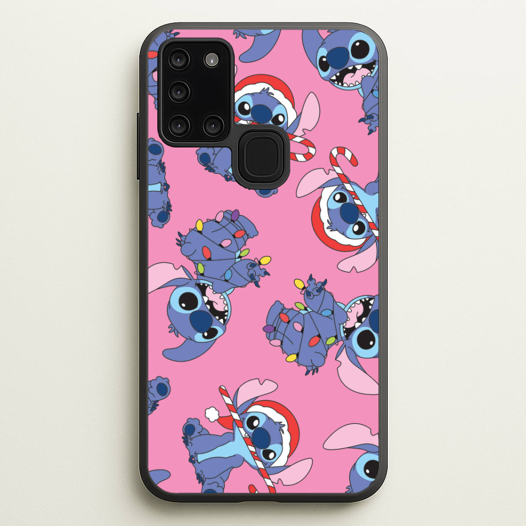 Christmas Cute Blue Alien Pattern Galaxy A21s Case