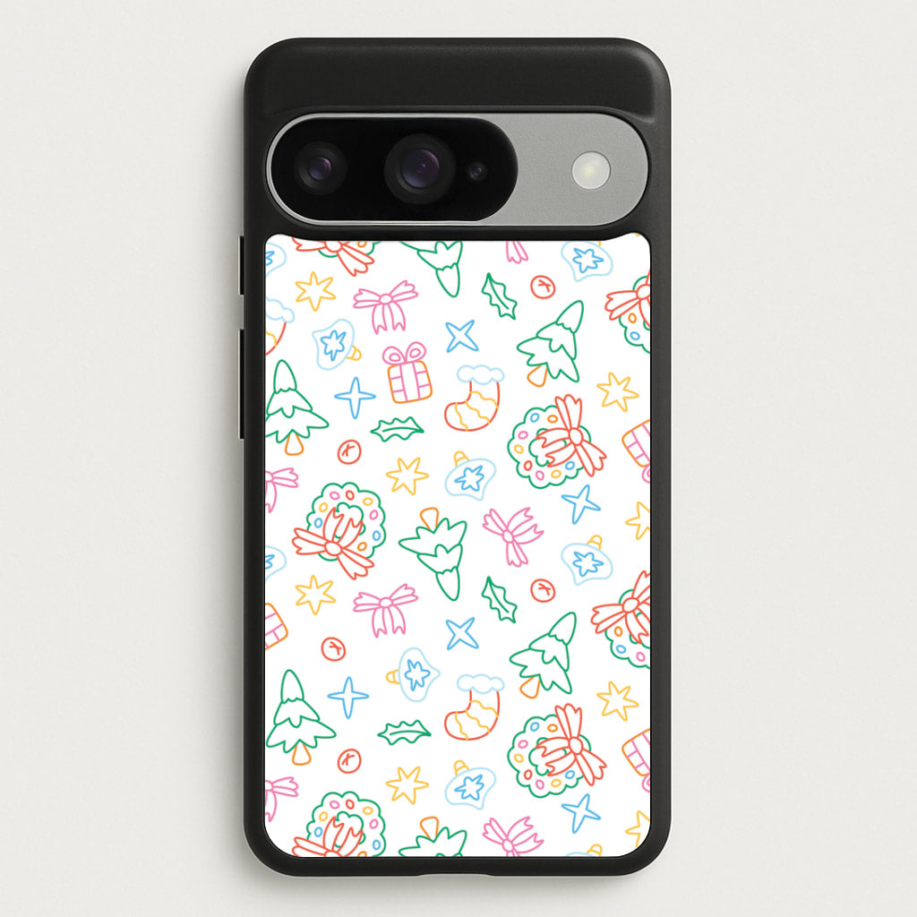 Neon Christmas Icons Pattern II Google Pixel 10 / 10 Pro Case