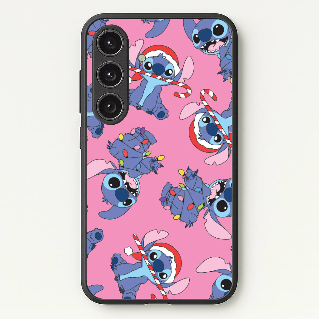 Christmas Cute Blue Alien Pattern Galaxy S25 Plus Case
