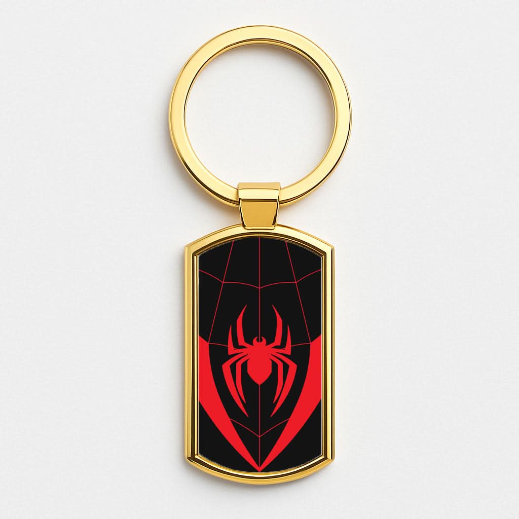 Red And Black Spider Costume Gold Keyring