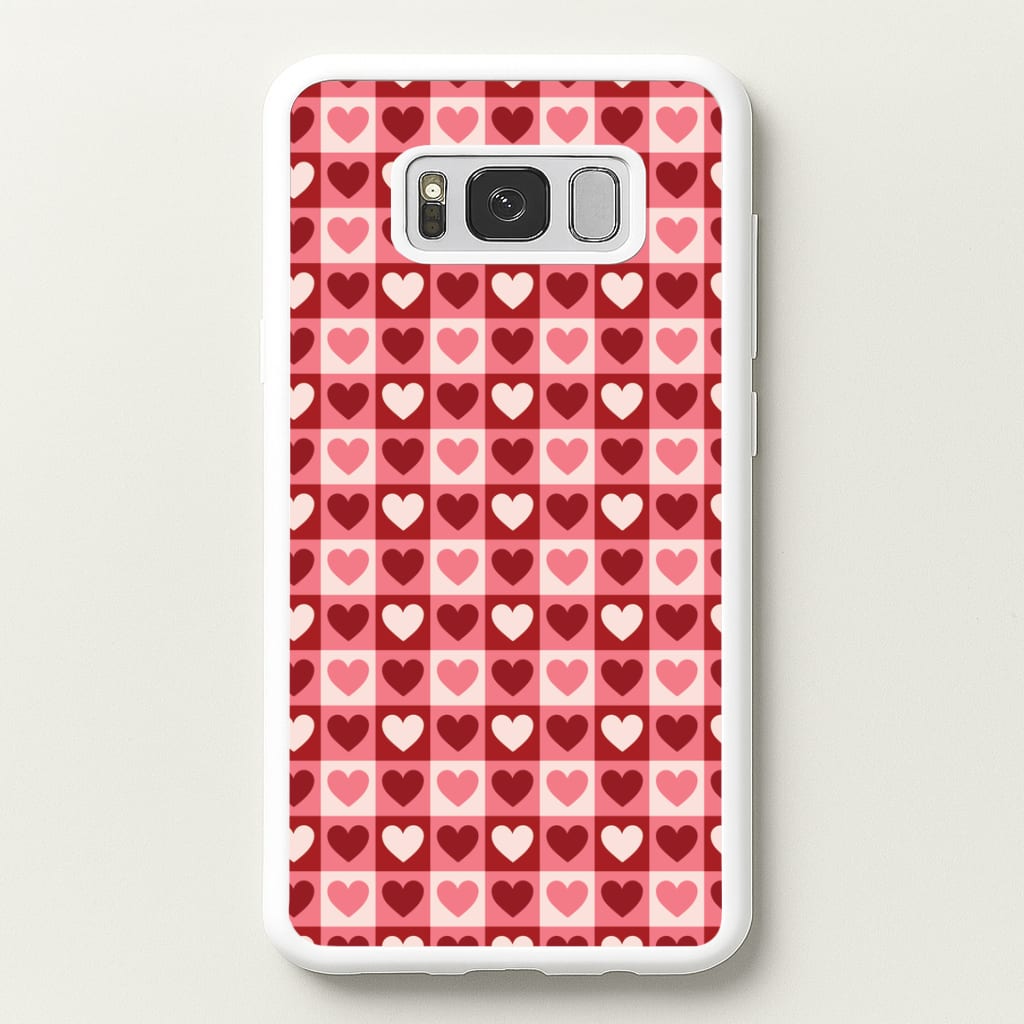 Pink Tartan Love Hearts Pattern Galaxy S8 Plus Case